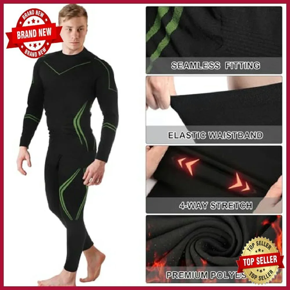 Men's Thermal Base Layer Set Quick Drying Moisture Wicking Winter Sports